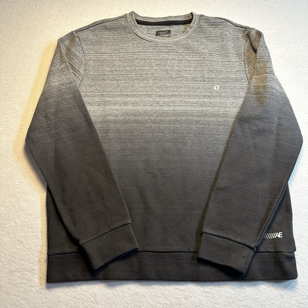 American Eagle Active Flex Sweatshirt Gray Gradient Pullover Crewneck Mens Large